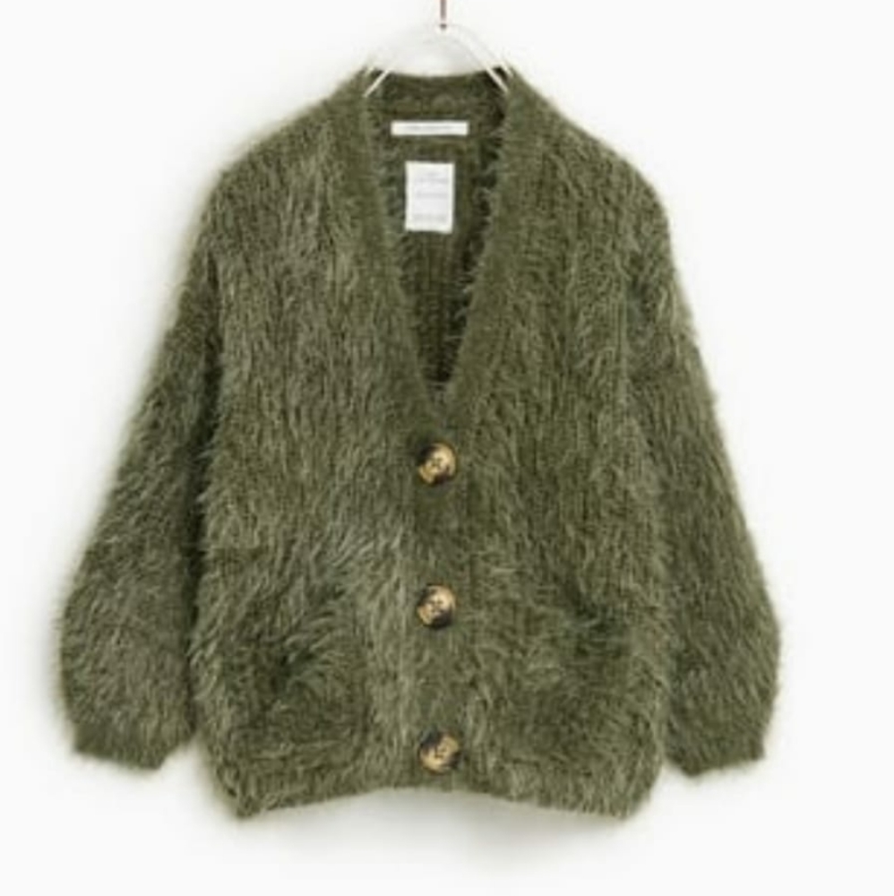 Zara Knit Khaki Green Cozy Sweater